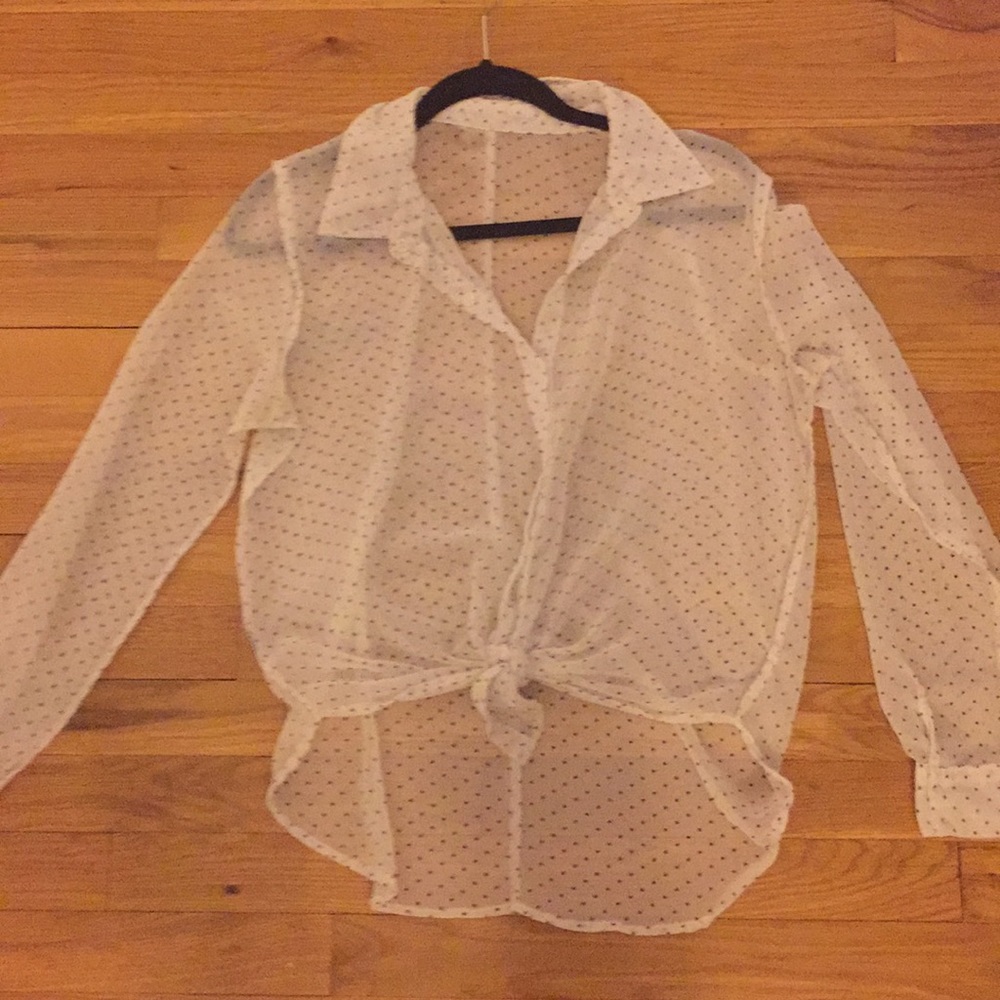 See through polka dot sheer top